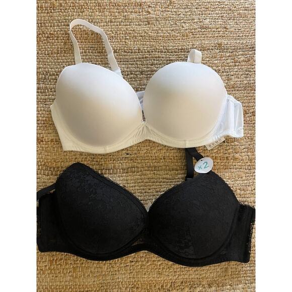 Dorina 2 Pack Bra Set 44B Sonia Plunge Bra Underwire Push Up Black White NEW - Picture 3 of 7